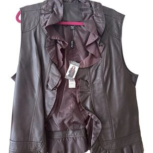 Women's Brown Leather Vest by Carole Paige